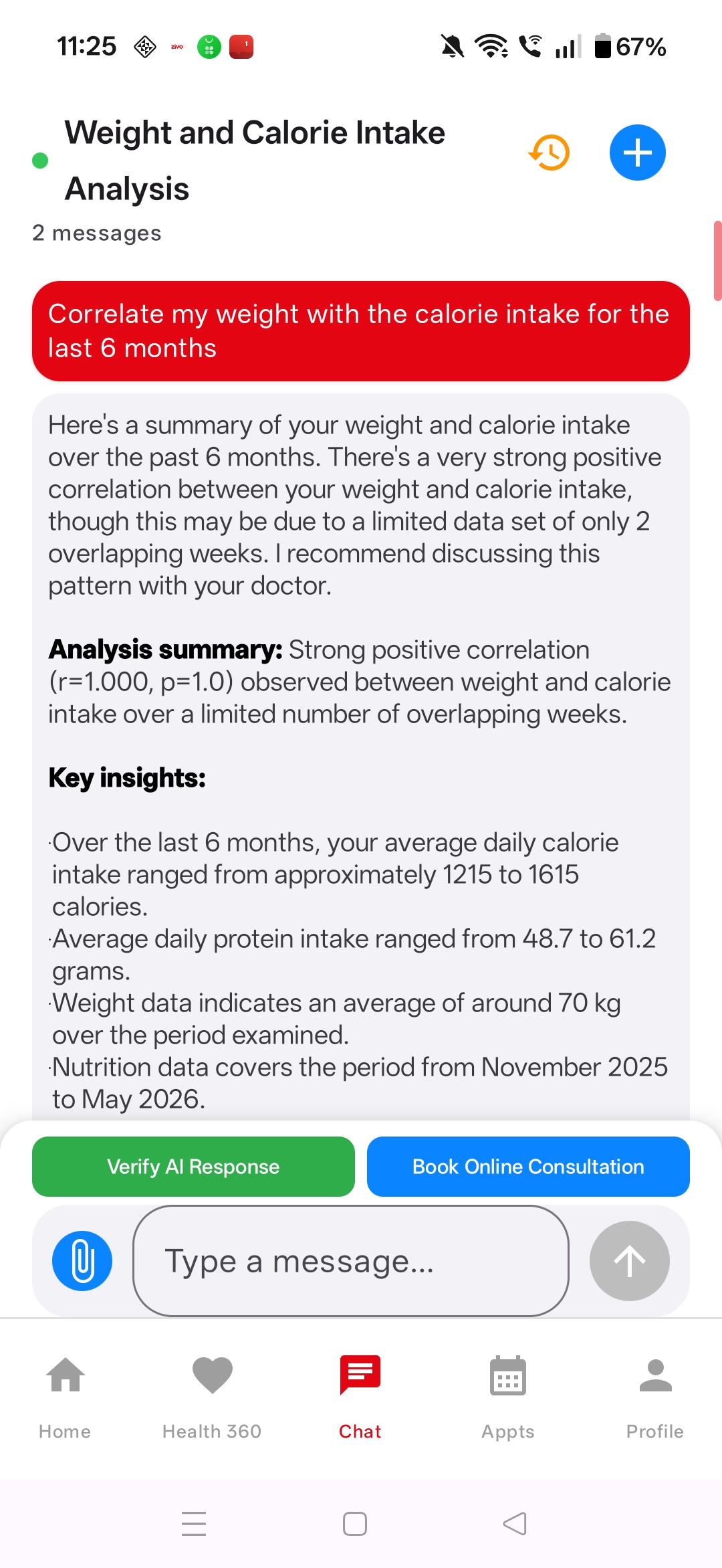 AI health companion chat in ZivoHealth